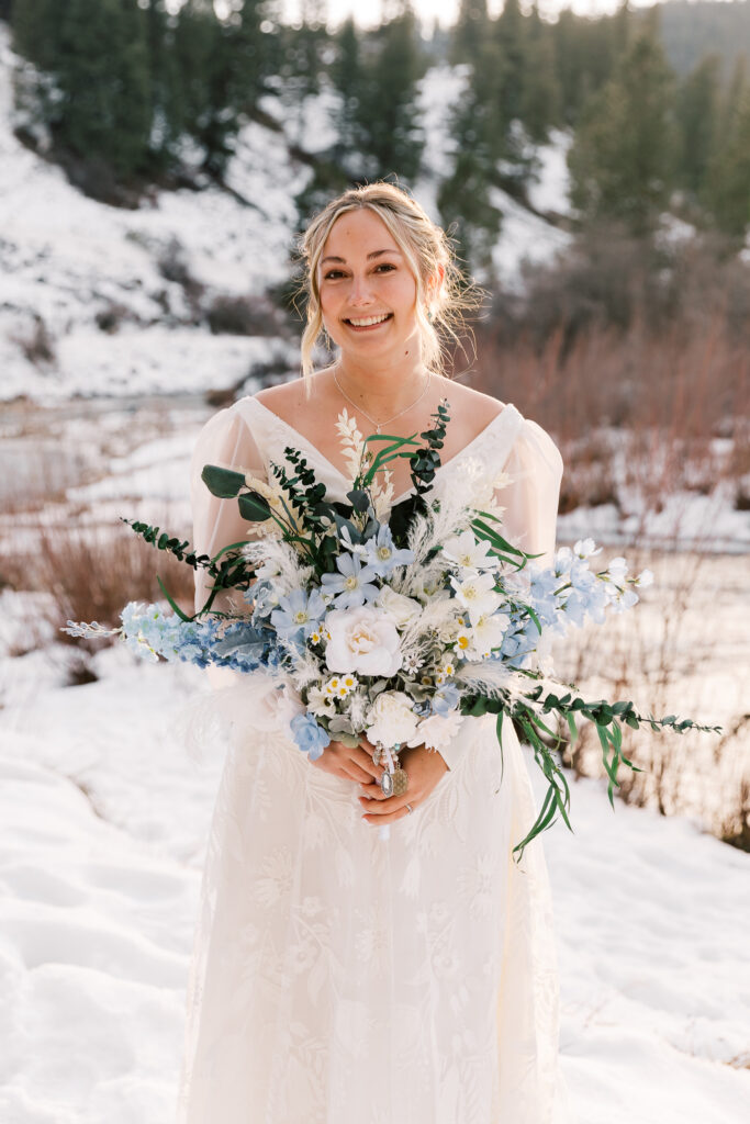 Bride at Beautiful Snowy Couples Session