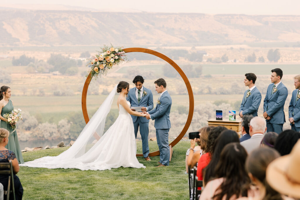 wedding ceremony at fox canyon vineyard